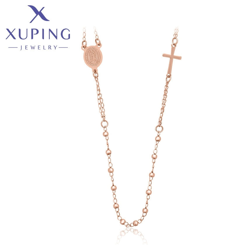 xuping Mode Stainless Steel Jewelry rose Gold Farbe Halskette