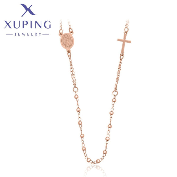 xuping fashion Stainless Steel Jewelry rose gold color necklace