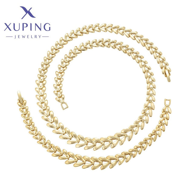 xuping fashion simple 14K gold color set