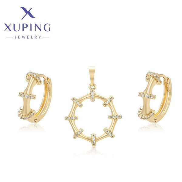 xuping fashion simple 14K gold color set