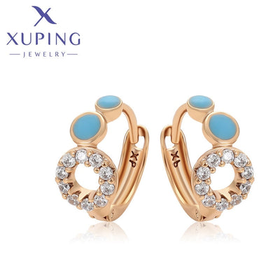 Elegante Creolen mit Zirkonia & blauen Akzenten #X001026759