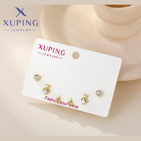 xuping Mode Exquisite 14K Gold Farbe 3 pair Ohrringe