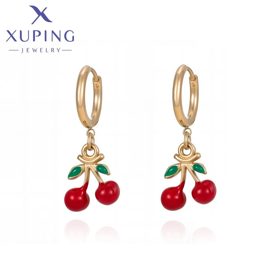 xuping Mode schlicht stainless steel jewelry 14K Gold Farbe Ohrringe