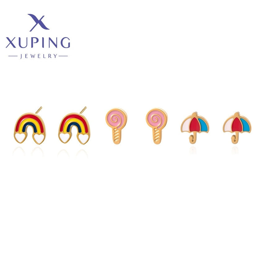 xuping Mode schlicht stainless steel jewelry 14K Gold Farbe Ohrringe