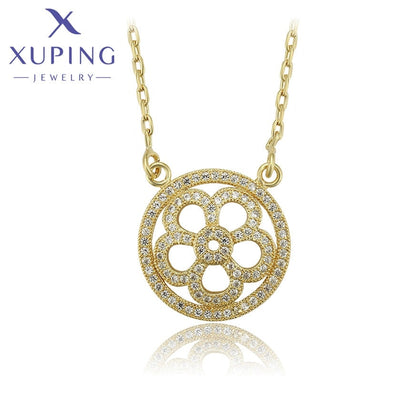 Elegante Halskette mit Blumenanhänger in 14K-Optik #4142913