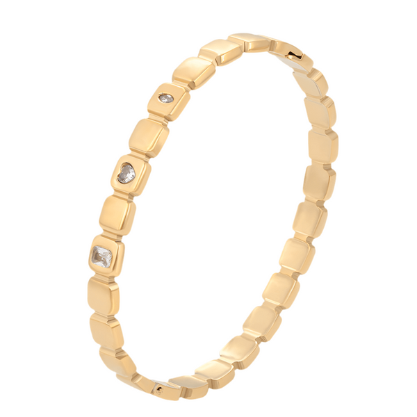 Eleganter Armreif mit rechteckigen Gliedern und Zirkonia #T001109506-602mm