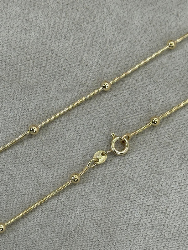 Schlichte 14K-vergoldete Halskette mit kugeligen Akzenten #X000811379-45CM