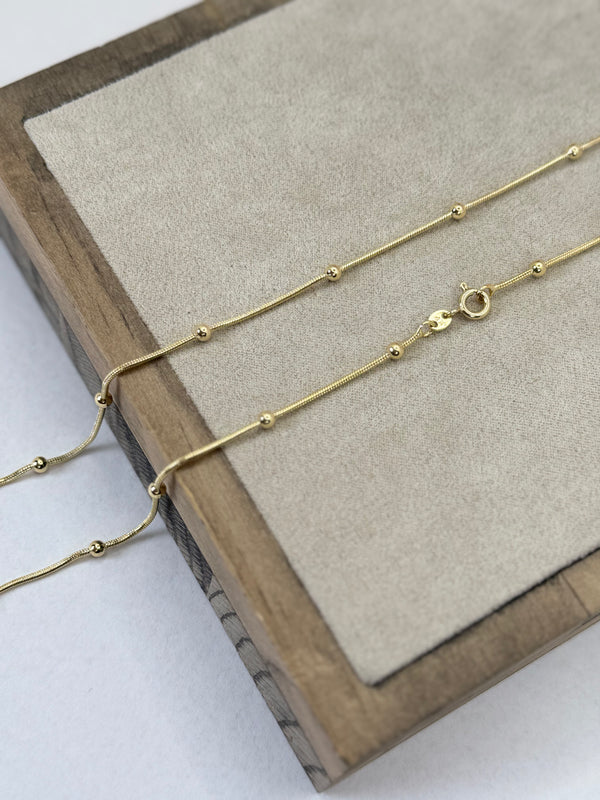 Schlichte 14K-vergoldete Halskette mit kugeligen Akzenten #X000811379-45CM