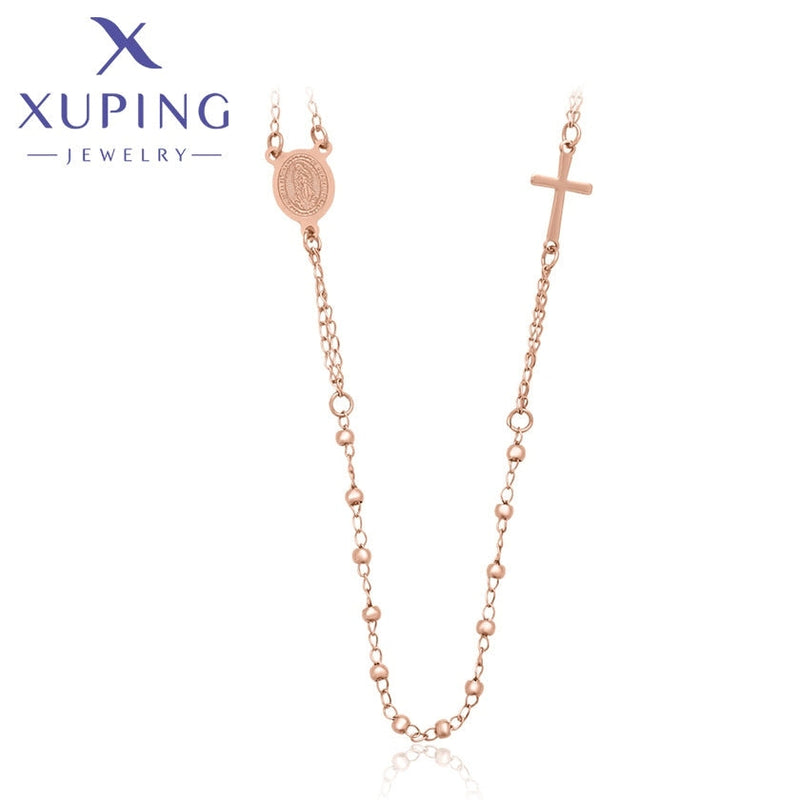 xuping fashion Stainless Steel Jewelry rose gold color necklace