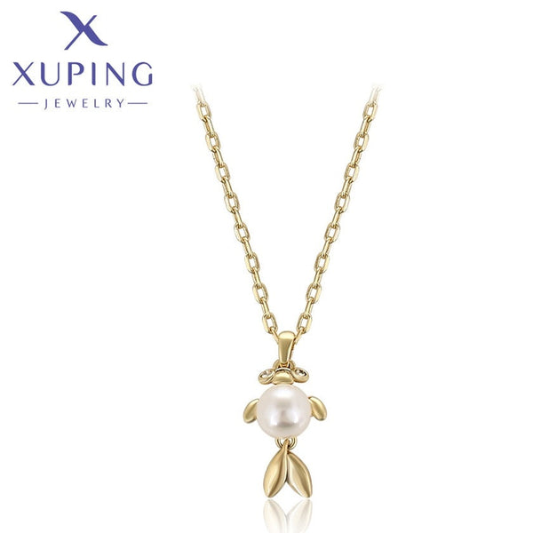 xuping Mode schlicht 14K Gold Farbe Halskette