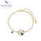 Feines 14K-vergoldetes Gliederarmband mit blauem Zirkonia #X000927516-18CM