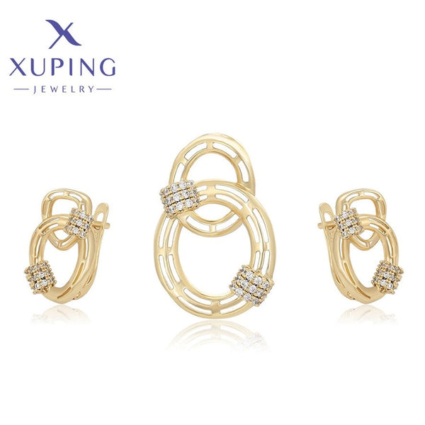 xuping fashion simple 14K gold color set