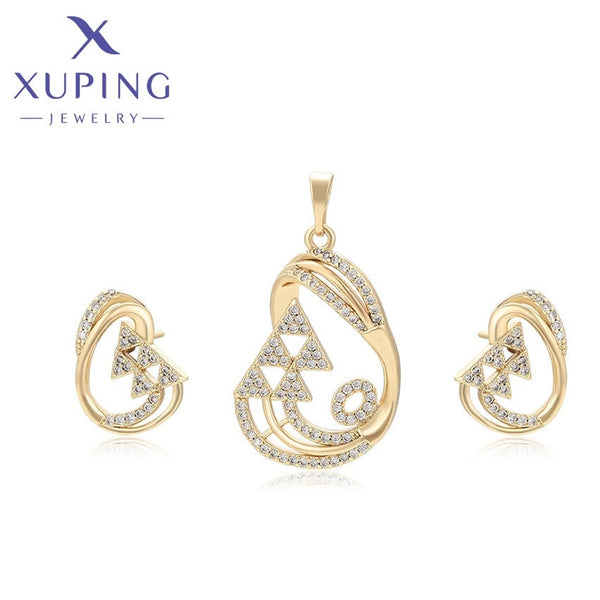xuping fashion simple 14K gold color set