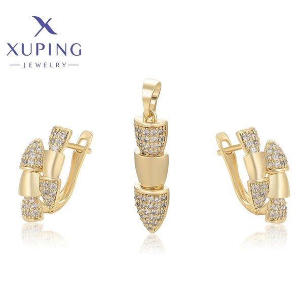 xuping fashion simple 14K gold color set