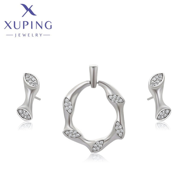 xuping fashion simple platinum plated set