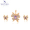 Schmetterlings-Set in 18K Gold-Optik mit lila Zirkonia #X001057179