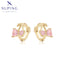 Zarte Creolen mit Herz-Zirkonia und Blattdetail, vergoldet #X000831373