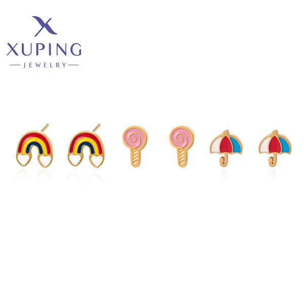 xuping fashion simple stainless steel jewelry 14K gold color earring