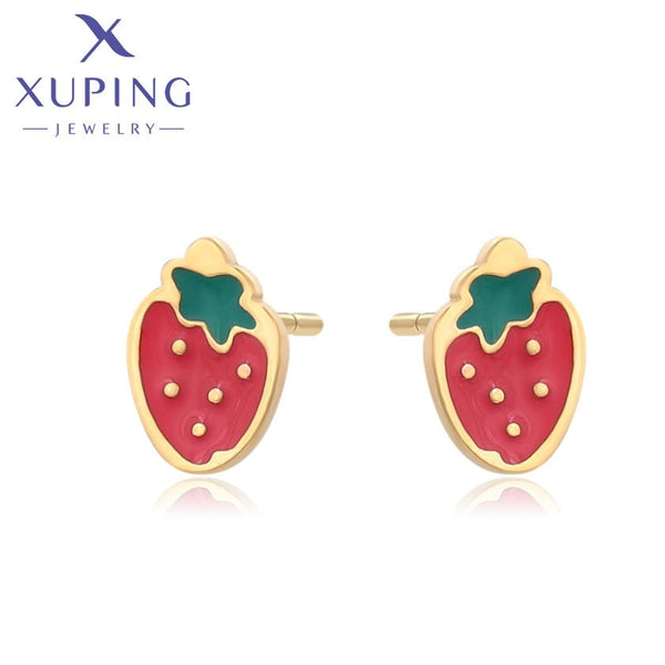 xuping Mode schlicht stainless steel jewelry 14K Gold Farbe Ohrringe