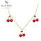 Verspielte Halskette mit Kirschanhängern, 14K-Look Vergoldet #T001099101-44CM