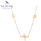 Elegante Halskette mit Herzlinien-Anhänger, 14K Look #T000899011-46CM